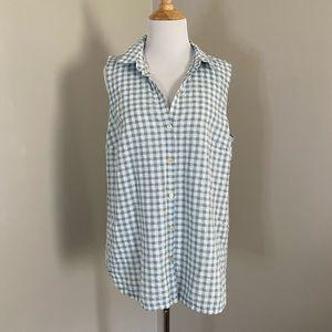 J. Jill Seafoam gingham button down vest